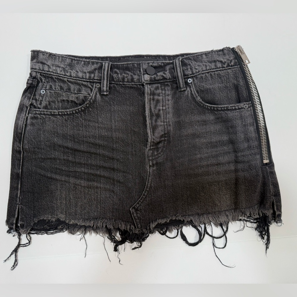 Alexander Wang Black Distressed Mini Skirt Raw Hem Size 25